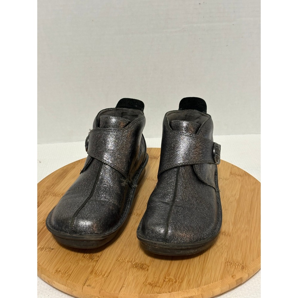 Alegria PG Lite Metallic Charcoal Leather Ankle Boots Women Comfort Shoes
